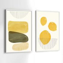 Conjunto Quadros Decorativos com Moldura Abstrato Formas Limão Kit 2 Quadros 40x60 Decoração Conjunto Quadros Decorativos com Moldura Abstrato Formas Limão Kit 2 Quadros 40x60 Decoração