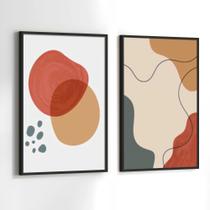 Conjunto Quadros Decorativos com Moldura Abstrato Formas Vermelho Bege Kit 2 Quadros 40x60 Decoração Conjunto Quadros Decorativos com Moldura Abstrato Formas Vermelho Bege Kit 2 Quadros 40x60 Decoração