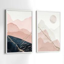 Conjunto Quadros Decorativos com Moldura Abstrato Terracota Dourado Rosa Kit 2 Quadros 40x60 Decoração Conjunto Quadros Decorativos com Moldura Abstrato Terracota Dourado Rosa Kit 2 Quadros 40x60 Decoração