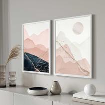 Conjunto Quadros Decorativos com Moldura Abstrato Terracota Dourado Rosa Sala Quarto Cozinha Kit 2 Peças Conjunto Quadros Decorativos com Moldura Abstrato Terracota Dourado Rosa Sala Quarto Cozinha Kit 2 Peças