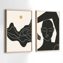 Conjunto Quadros Decorativos com Moldura Arte Abstrata Minimalista Kit 2 Quadros 90x60 Decoração Conjunto Quadros Decorativos com Moldura Arte Abstrata Minimalista Kit 2 Quadros 90x60 Decoração