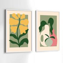 Conjunto Quadros Decorativos com Moldura Cozinha Floral Frutas Kit 2 Quadros 30x40 Decoração