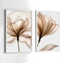 Conjunto Quadros Decorativos com Moldura Flor de Lotus Clean Neutro Marrom Kit 2 Quadros 130x90 Decoração Conjunto Quadros Decorativos com Moldura Flor de Lotus Clean Neutro Marrom Kit 2 Quadros 130x90 Decoração