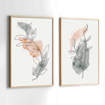 Conjunto Quadros Decorativos com Moldura Floral Linhas Minimalista Kit 2 Quadros 30x40 Decoração Conjunto Quadros Decorativos com Moldura Floral Linhas Minimalista Kit 2 Quadros 30x40 Decoração