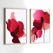 Conjunto Quadros Decorativos com Moldura Flores Vermelha Kit 2 Quadros 130x90 Decoração Conjunto Quadros Decorativos com Moldura Flores Vermelha Kit 2 Quadros 130x90 Decoração