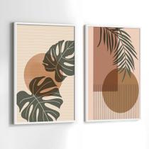 Conjunto Quadros Decorativos com Moldura Folhas Abstrato Marrom Verde Kit 2 Quadros 40x60 Decoração Conjunto Quadros Decorativos com Moldura Folhas Abstrato Marrom Verde Kit 2 Quadros 40x60 Decoração
