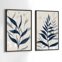 Conjunto Quadros Decorativos com Moldura Folhas Azul Tons Neutro Kit 2 Quadros 40x60 Decoração Conjunto Quadros Decorativos com Moldura Folhas Azul Tons Neutro Kit 2 Quadros 40x60 Decoração
