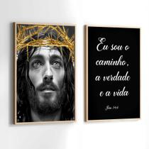 Conjunto Quadros Decorativos com Moldura Jesus Salmos Religioso Kit 2 Quadros 130x90 Decoração Conjunto Quadros Decorativos com Moldura Jesus Salmos Religioso Kit 2 Quadros 130x90 Decoração