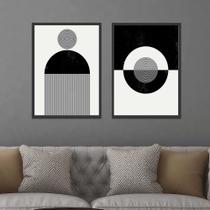 Conjunto Quadros Decorativos com Moldura Minimalista Preto e Branco Linhas Sala Quarto Cozinha Kit 2 Peças Conjunto Quadros Decorativos com Moldura Minimalista Preto e Branco Linhas Sala Quarto Cozinha Kit 2 Peças
