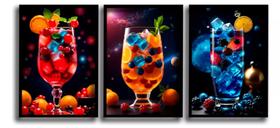 conjunto quadros Drinks Taças Bebidas "