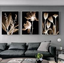 conjunto quadros Floral Abstrato Black"