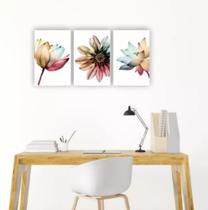 conjunto quadros Floral Colorido Flores"