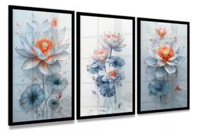 conjunto quadros Flores Abstratas"