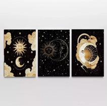 conjunto quadros Sol E Lua Lindos Estrelas Universo"