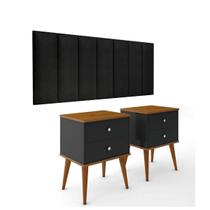 Conjunto Quarto 2 Mesas De Cabeceira Berlim Com Painel de Cabeceira De Cama queen 1,60cm Conjunto Quarto 2 Mesas De Cabeceira Berlim Com Painel de Cabeceira De Cama queen 1,60cm