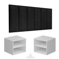Conjunto Quarto 2 Mesas De Cabeceira Com Painel de Cabeceira De Cama casal1,40cm - Decor Móveis Conjunto Quarto 2 Mesas De Cabeceira Com Painel de Cabeceira De Cama casal1,40cm - Decor Móveis