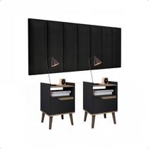 Conjunto Quarto 2 Mesas De Cabeceira Gabriela e 1 cabeceira para cama casal 1,40 várias cores ENVIA SOMENTE 01 KIT