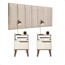 Conjunto Quarto 2 Mesas De Cabeceira Gabriela e1 cabeceira para cama casal 1,60 várias cores ENVIA SOMENTE 01 KIT