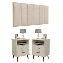 Conjunto Quarto 2 Mesas De Cabeceira Itália Com Painel de Cabeceira De Cama Casal 1,40 ENVIA SOMENTE 01 KIT