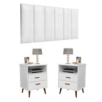 Conjunto Quarto 2 Mesas De Cabeceira Itália Com Painel de Cabeceira De Cama Casal 1,40 ENVIA SOMENTE 01 KIT