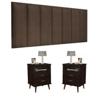 Conjunto Quarto 2 Mesas de Cabeceira Itália e 1 Cabeceira Madri 1,60 Queen - MALBEC