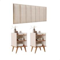 Conjunto Quarto 2 Mesas De Cabeceira Jade e 1 cabeceira para cama Queen várias cores