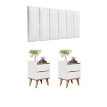 Conjunto Quarto 2 Mesas De Cabeceira Verona Com Painel de Cabeceira De Cama Casal 1,40cm ENVIA SOMENTE 01 KIT