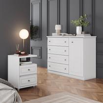 Conjunto Quarto Adulto Cômoda e 02 Mesas de Cabeceira Americano