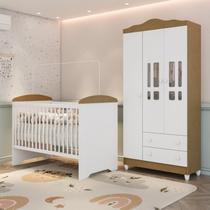 Conjunto Quarto Bebê Berço 3 em 1 Eloá Guarda Roupa 3 Portas 100% Mdf Branco com Bétula Conjunto Quarto Bebê Berço 3 em 1 Eloá Guarda Roupa 3 Portas 100% Mdf Branco com Bétula