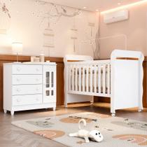 Conjunto Quarto Bebê Berço 3 em 1 Mirelle Cômoda 4 Gavetas 1 Porta 100% MDF Conjunto Quarto Bebê Berço 3 em 1 Mirelle Cômoda 4 Gavetas 1 Porta 100% MDF