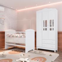 Conjunto Quarto Bebê Berço 3EM1 Eloá Guarda Roupa 3 Portas 100% MDF Branco Conjunto Quarto Bebê Berço 3EM1 Eloá Guarda Roupa 3 Portas 100% MDF Branco
