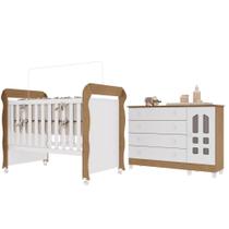 Conjunto Quarto Bebê Berço 3Em1 Mirelle Cômoda Gran Selena 4 Gavetas 1 Porta 100% MDF