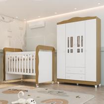 Conjunto Quarto Bebê Berço Mini Cama Mirelle Guarda Roupa 4 Portas 100% Mdf