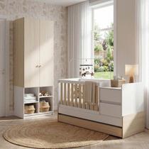 Conjunto Quarto Bebê Berço Multifuncional Auri, Guarda Roupa Curió Casatema MadeiraOriginals Branco Conjunto Quarto Bebê Berço Multifuncional Auri, Guarda Roupa Curió Casatema MadeiraOriginals Branco