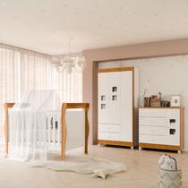 Conjunto Quarto Bebê Completo Life Berço 3 em 1 , Cômoda e Guarda Roupas