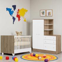 Conjunto Quarto Bebê Doce Sonho Guarda Roupa Conjugado E Berço Com Colchão