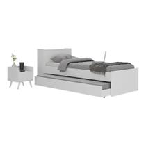 Conjunto Quarto Bicama Com Baú E Mesa De Cabeceira Retrô Multimóveis Mp4120 Branco Branco