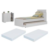 Conjunto Quarto Bicama com Colchão e Baú/Balcão 2 Portas Multimóveis MP4219