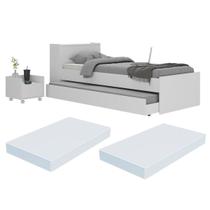 Conjunto Quarto Bicama com Colchão e Baú/Mesa de Cabeceira Multimóveis MP4223