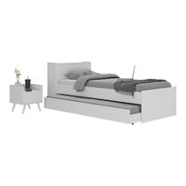 Conjunto Quarto Bicama Com Colchão E Baú/mesa De Cabeceira Retrô Multimóveis Mp4222 Branco Branco