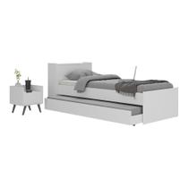 Conjunto Quarto Bicama Com Colchão E Baú/mesa De Cabeceira Retrô Multimóveis Mp4222 Branco/preto Branco/preto