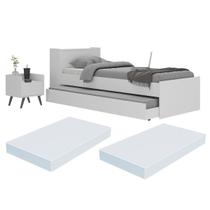 Conjunto Quarto Bicama com Colchão e Baú/Mesa de Cabeceira Retrô Multimóveis MP4222 Conjunto Quarto Bicama com Colchão e Baú/Mesa de Cabeceira Retrô Multimóveis MP4222