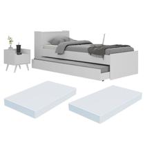 Conjunto Quarto Bicama com Colchão e Baú/Mesa de Cabeceira Retrô Multimóveis MP4222