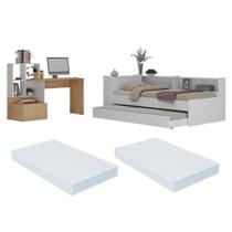 Conjunto Quarto Bicama com Colchão e Baú/Prateleira/Escrivaninha Multimóveis MP4228 Conjunto Quarto Bicama com Colchão e Baú/Prateleira/Escrivaninha Multimóveis MP4228