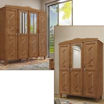 Conjunto Quarto Brasil Imbuia Guarda-Roupa 4 Portas 3 Gavetas + Guarda-Roupa 3 Portas 3 Gavetas Madeira Pinus - Cavazotto