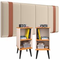 Conjunto Quarto Cabeceira Parise com duas mesas de cabeceira Charme Casal 1.40 Conjunto Quarto Cabeceira Parise com duas mesas de cabeceira Charme Casal 1.40