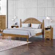 Conjunto Quarto: Cama Casal, 2 Mesas de Cabeceiras 2 Gavetas Ouro Freijó Madeira Pinus - Finestra