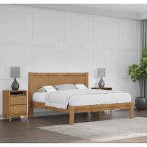 Conjunto Quarto: Cama Casal Queen, 2 Mesas Cabeceiras Prata Freijó Madeira Pinus - Finestra Conjunto Quarto: Cama Casal Queen, 2 Mesas Cabeceiras Prata Freijó Madeira Pinus - Finestra