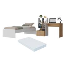 Conjunto Quarto Cama Solteiro com Colchão/Escrivaninha Multimóveis MP4226 Conjunto Quarto Cama Solteiro com Colchão/Escrivaninha Multimóveis MP4226
