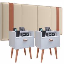 Conjunto Quarto Casal 2 Mesas de Cabeceira Milena Branco Gaveta Porta Celular + Cabeceira 1.40 Conjunto Quarto Casal 2 Mesas de Cabeceira Milena Branco Gaveta Porta Celular + Cabeceira 1.40